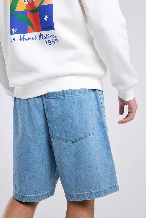 America Today relaxed casual short met linnen blauw