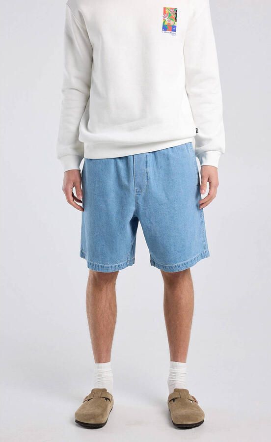 America Today relaxed casual short met linnen blauw - Foto 3