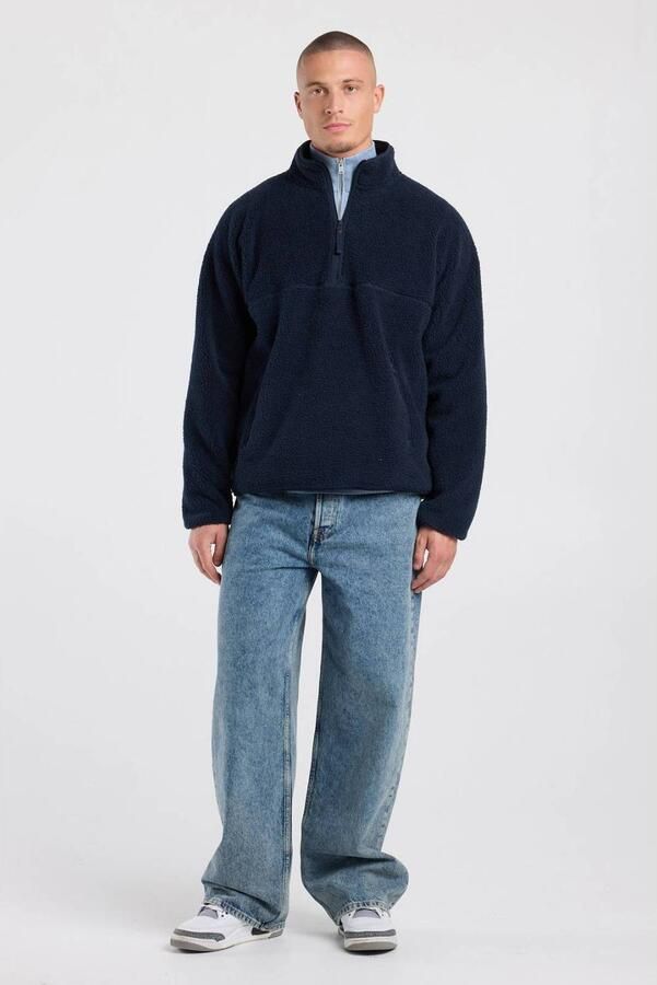 America Today relaxed fit fleecetrui donkerblauw - Foto 3