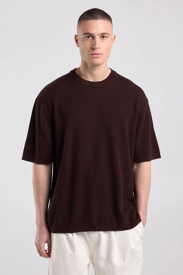 America Today relaxed fit gebreid T-shirt bruin