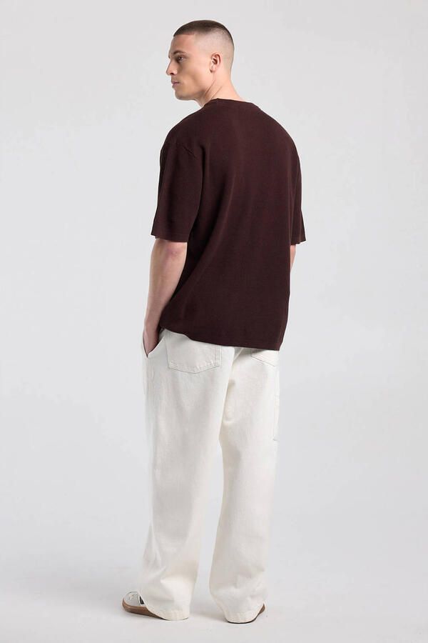 America Today relaxed fit gebreid T-shirt bruin - Foto 2