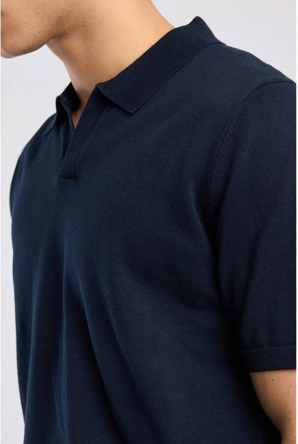 America Today relaxed fit gebreide polo donkerblauw - Foto 2