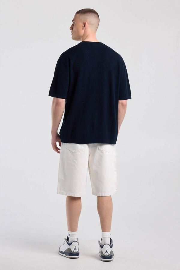 America Today relaxed fit gebreide T-shirt donkerblauw - Foto 2