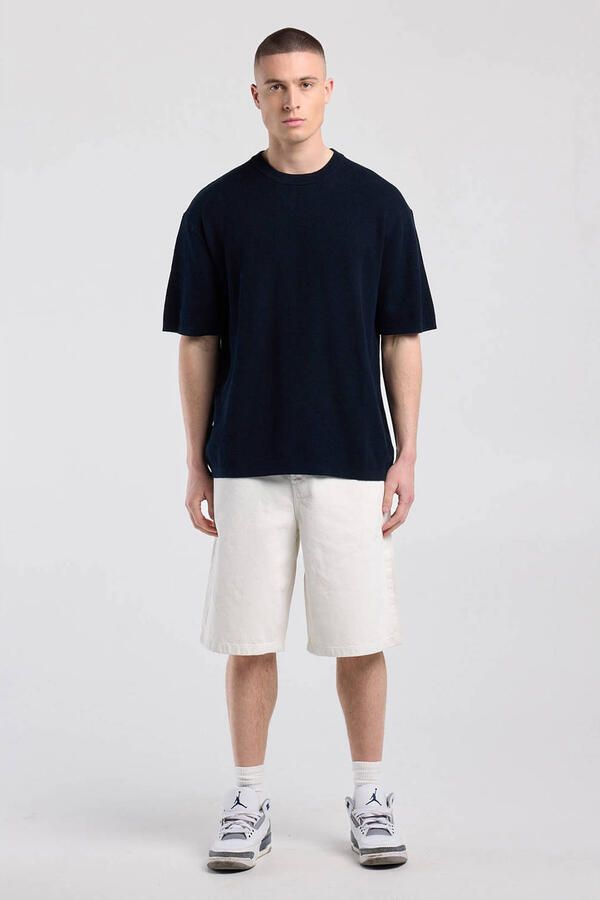 America Today relaxed fit gebreide T-shirt donkerblauw - Foto 3