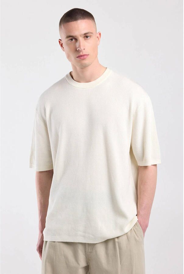 America Today relaxed fit gebreide T-shirt ecru