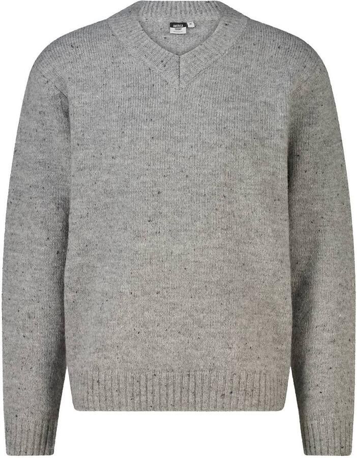 America Today relaxed fit gebreide trui met wol mid grey
