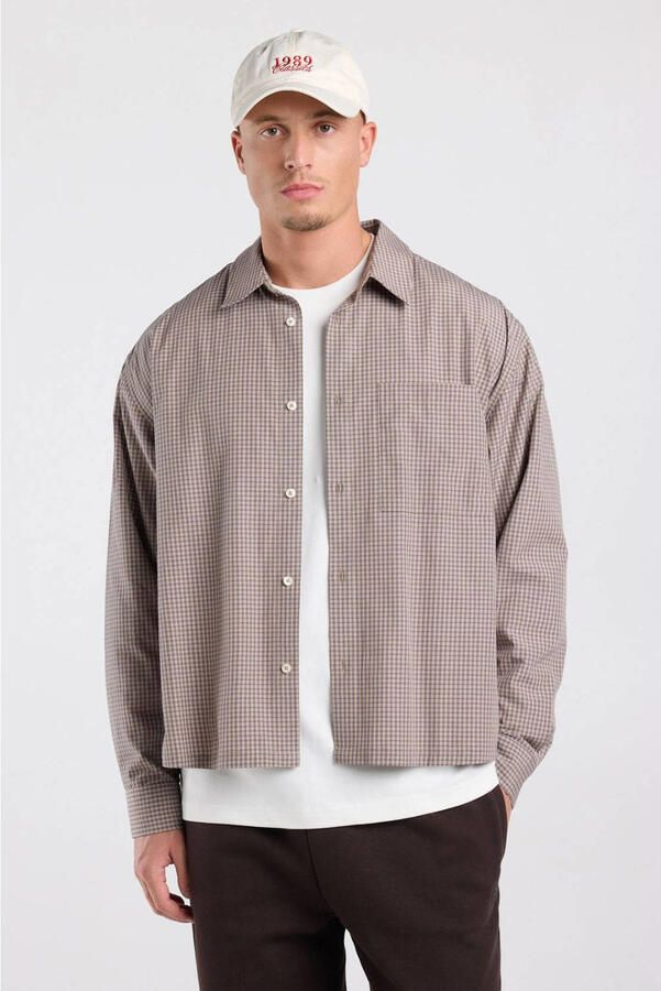 America Today relaxed fit geruit overhemd donkerblauw khaki