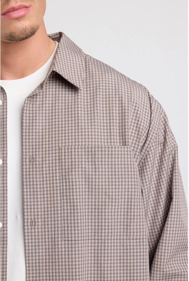America Today relaxed fit geruit overhemd donkerblauw khaki - Foto 2