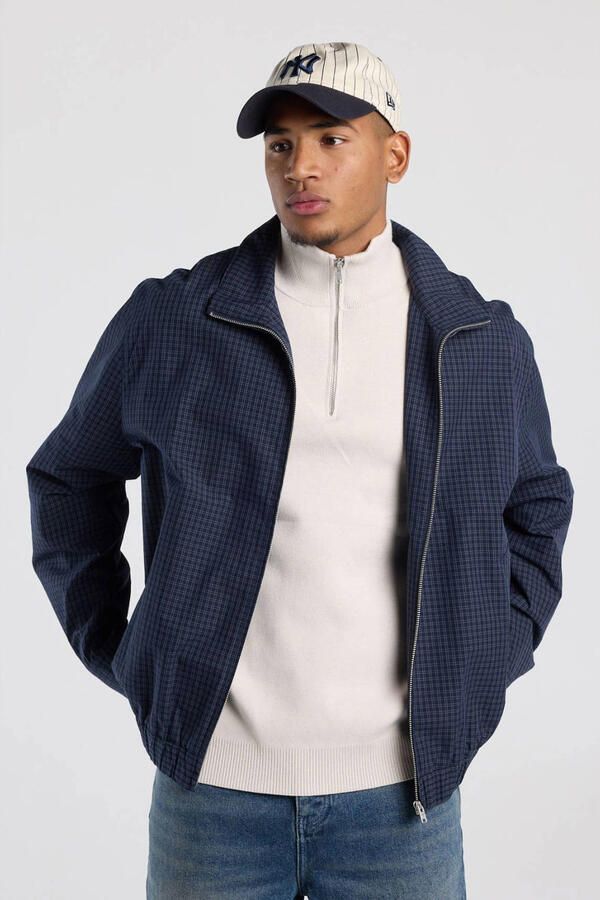 America Today relaxed fit geruit overshirt donkerblauw grijs