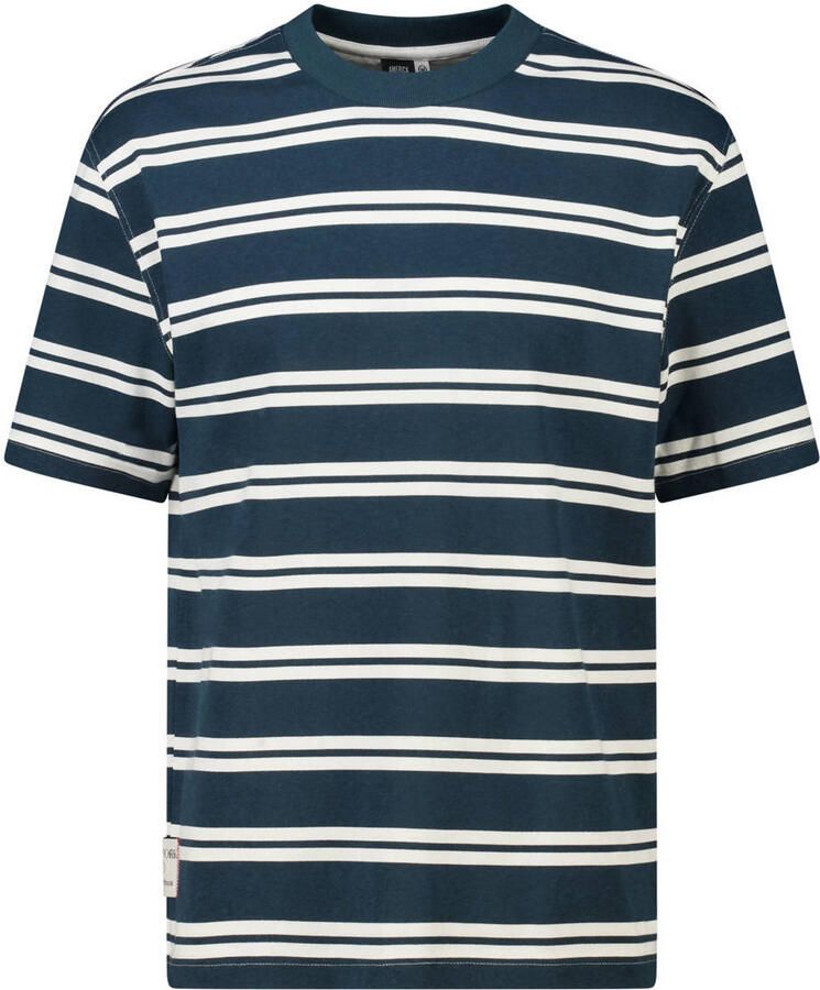 America Today relaxed fit gestreept T-shirt donkerblauw