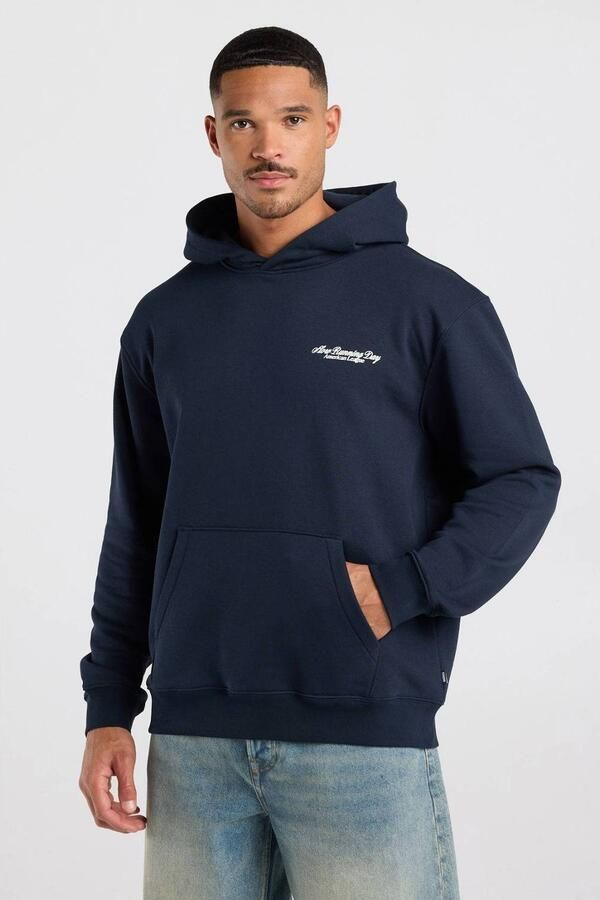 America Today relaxed fit hoodie met backprint donkerblauw