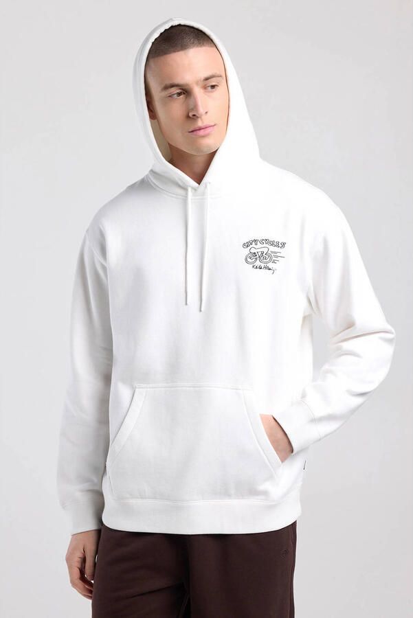 America Today relaxed fit hoodie met backprint ecru