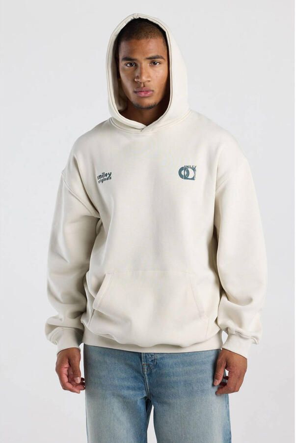 America Today relaxed fit hoodie met backprint ecru