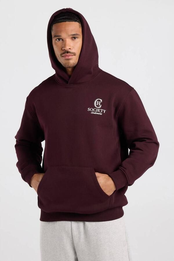 America Today relaxed fit hoodie met backprint rood