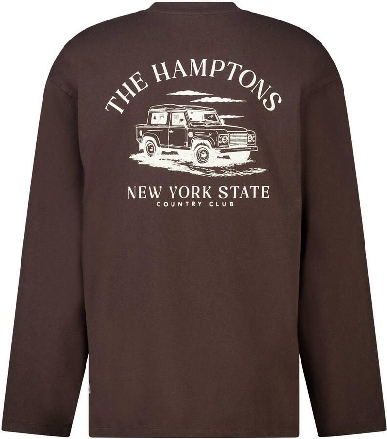 America Today relaxed fit longsleeve met backprint bruin - Foto 2