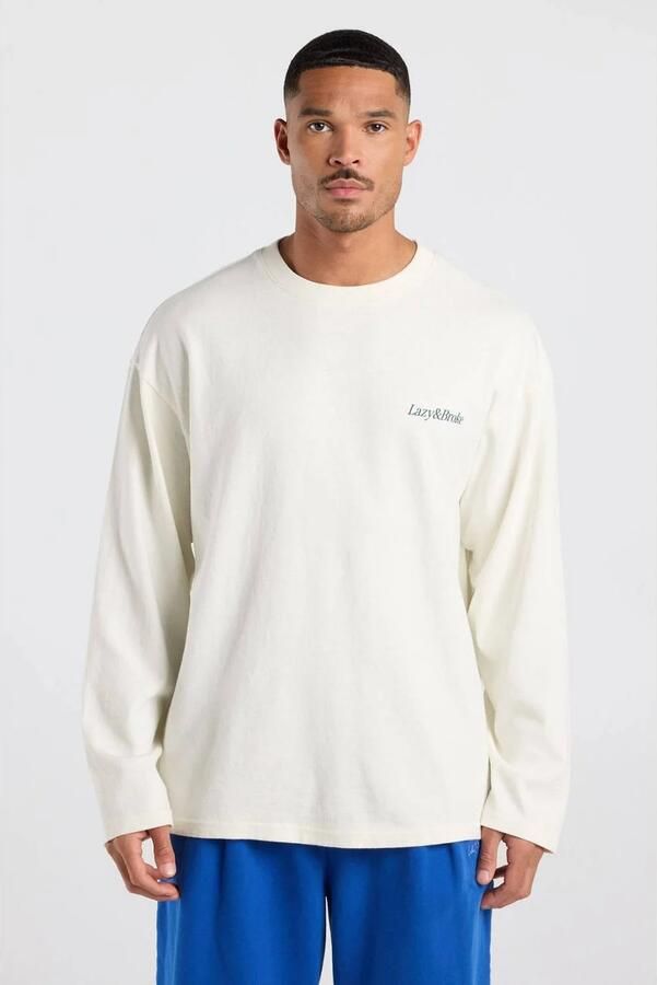 America Today relaxed fit longsleeve met backprint ecru
