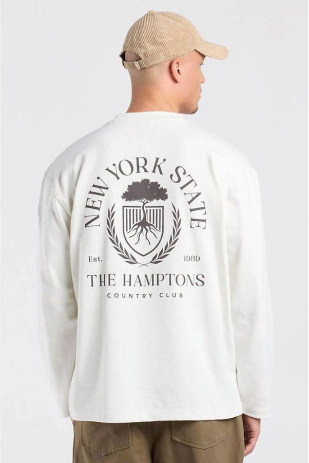 America Today relaxed fit longsleeve met backprint off-white - Foto 3