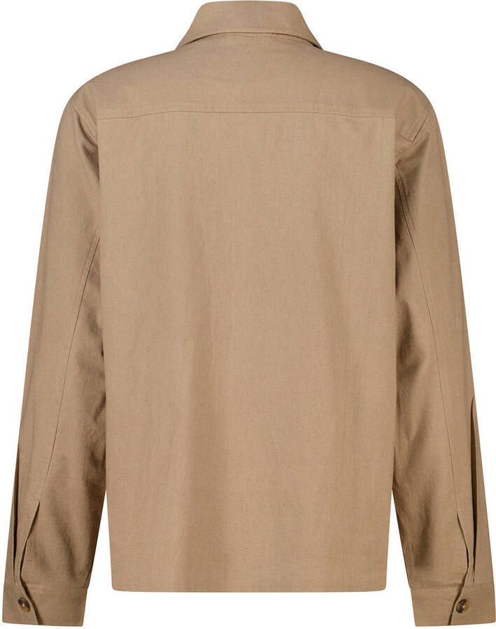 America Today relaxed fit overshirt met linnen camel - Foto 2