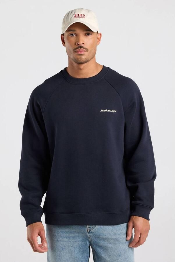 America Today relaxed fit sweater met backprint donkerblauw
