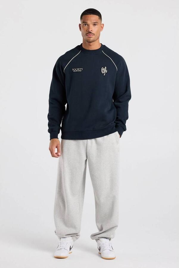 America Today relaxed fit sweater met patches donkerblauw - Foto 3