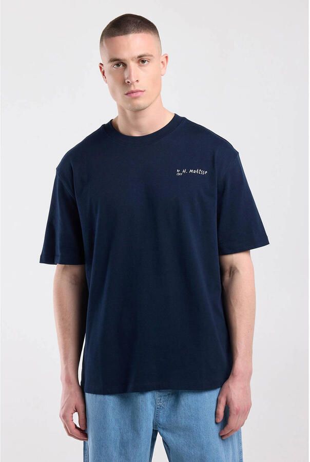 America Today relaxed fit T-shirt met backprint blauw