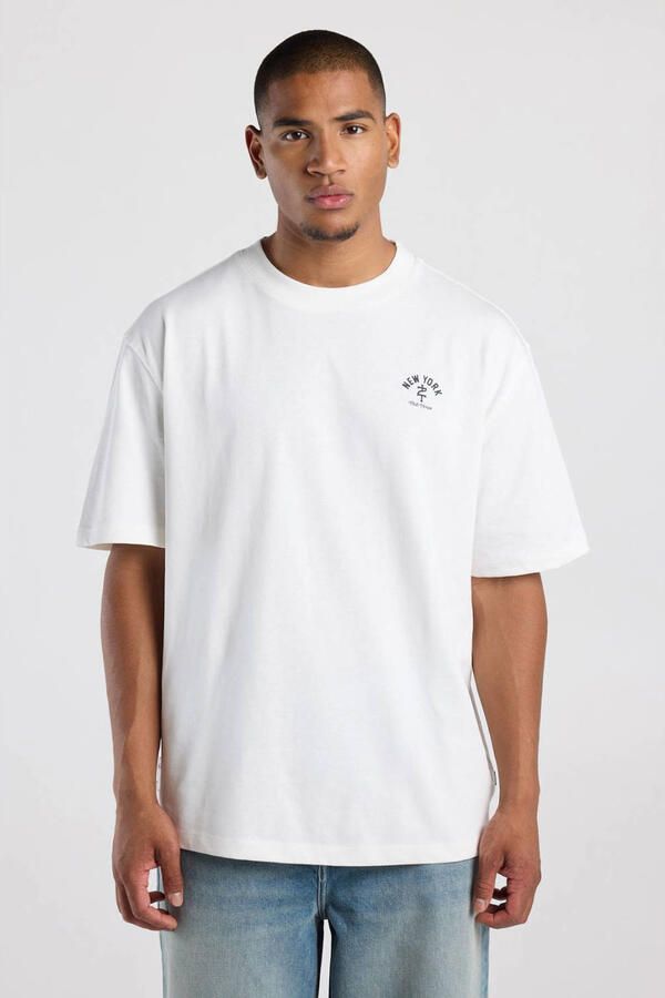 America Today relaxed fit T-shirt met backprint ecru