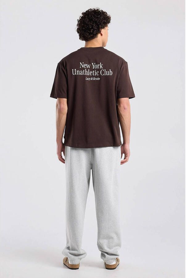 America Today relaxed fit T-shirt met backprint en print bruin - Foto 2