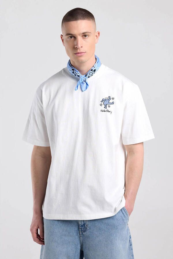 America Today relaxed fit T-shirt met backprint gebroken wit