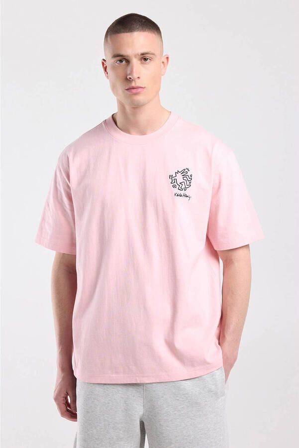 America Today relaxed fit T-shirt met backprint lichtroze