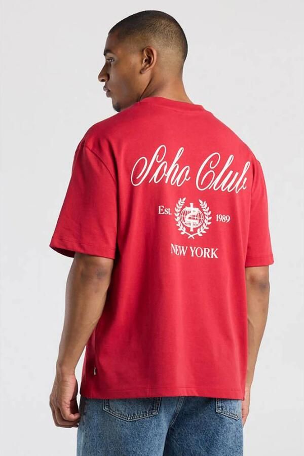 America Today relaxed fit T-shirt met backprint red port - Foto 2