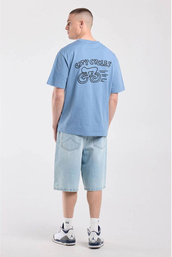 America Today relaxed fit T-shirt met backprint vintageblauw - Foto 3