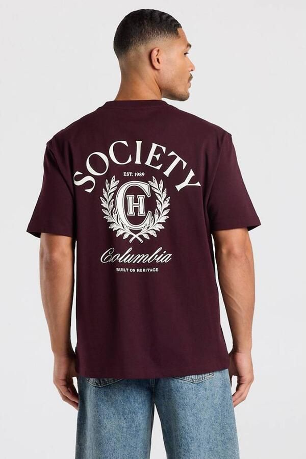 America Today relaxed fit T-shirt met print donkerrood - Foto 2