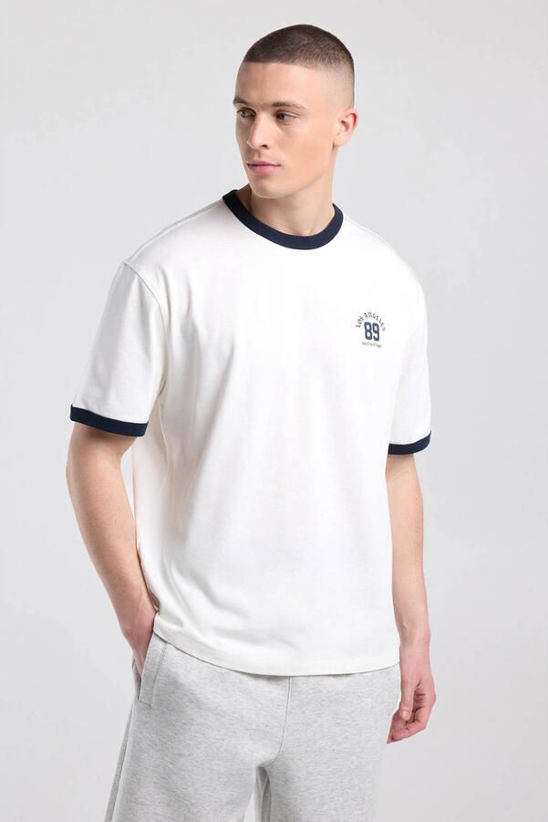America Today relaxed fit T-shirt met print ecru