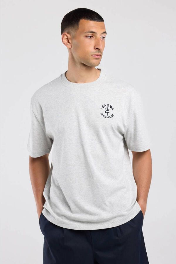 America Today relaxed fit T-shirt met print lichtgrijs