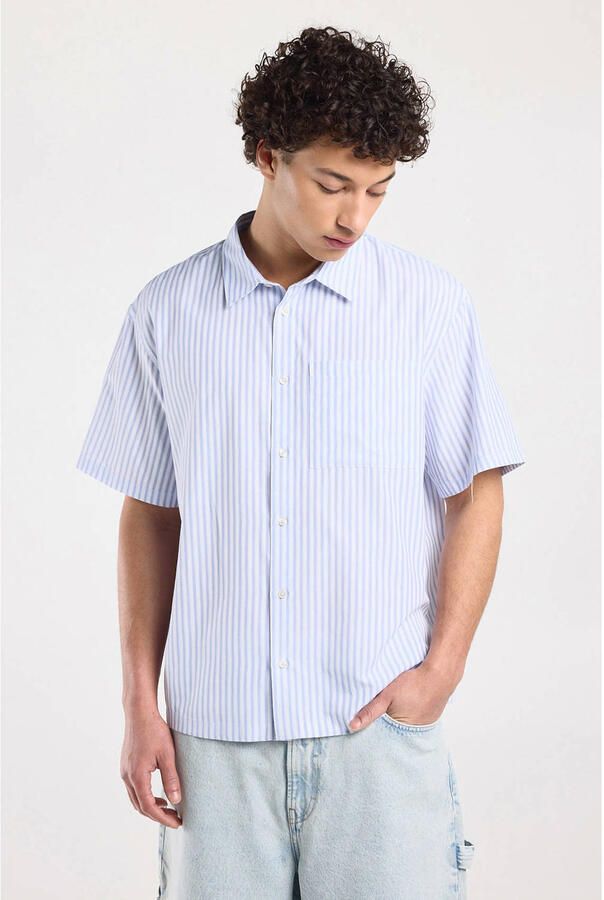 America Today relaxed gestreept casual overhemd wit