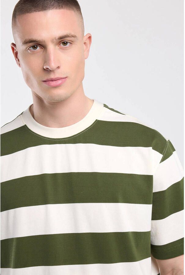 America Today relaxed gestreept T-shirt groen - Foto 2