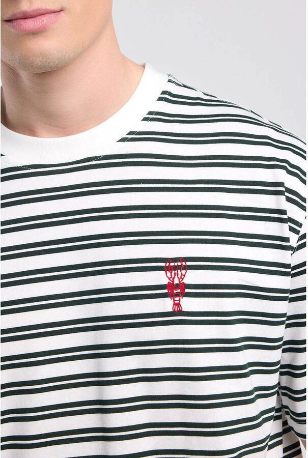 America Today relaxed gestreept T-shirt groen - Foto 2
