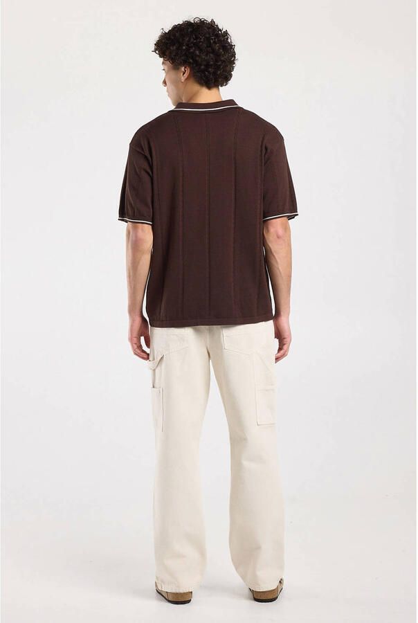 America Today relaxed polo gebreid donkerrood - Foto 3