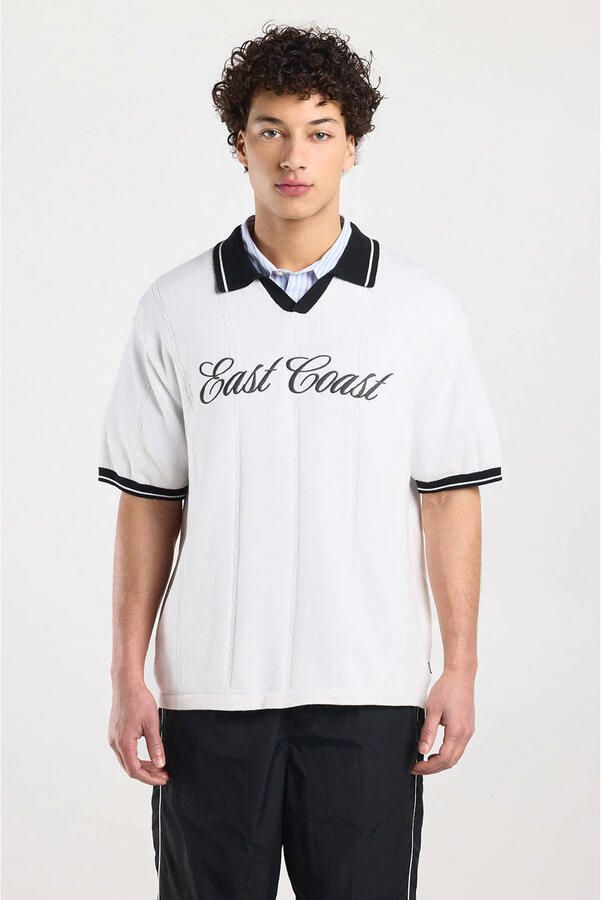 America Today relaxed polo gebreid wit