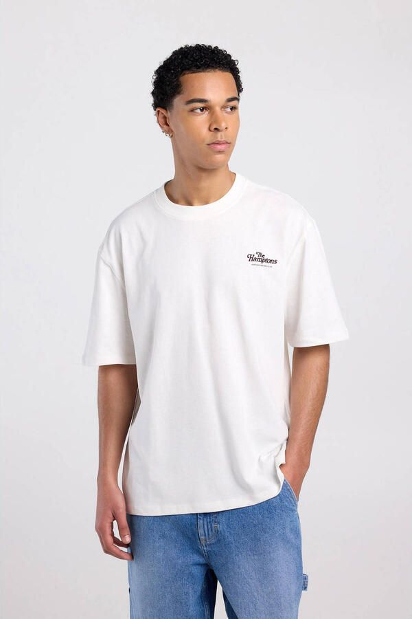 America Today relaxed T-shirt met backprint ecru