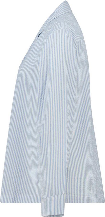America Today seersucker pyjamatop Mindy blauw wit