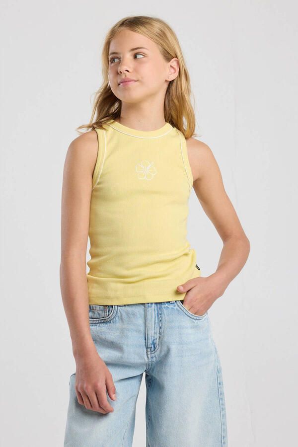 America Today singlet lichtgeel rib gebreid
