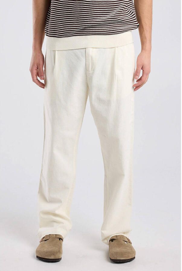 America Today straight casual broek met linnen ecru