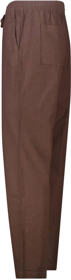 America Today straight leg casual broek met linnen donkerbruin - Foto 2