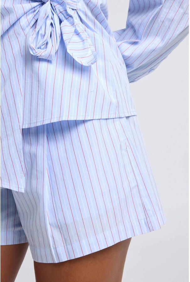 America Today straight leg casual short met krijtstreep blauw - Foto 3