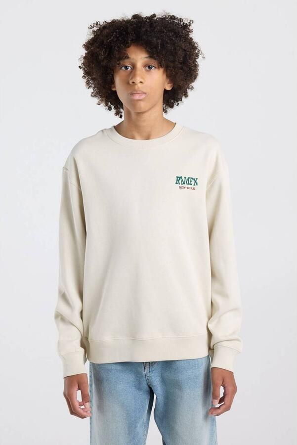America Today sweater met backprint beige Backprint