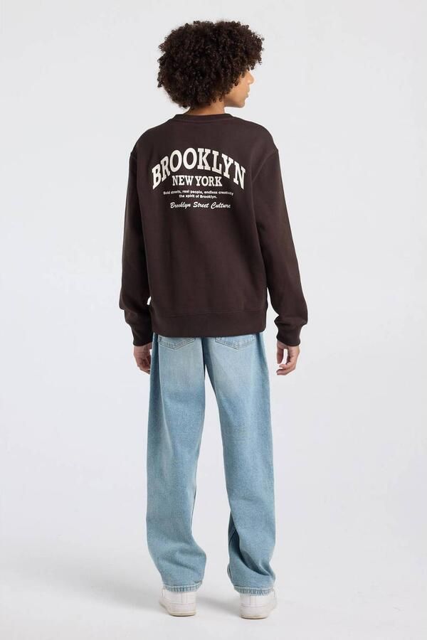 America Today sweater met backprint bruin Backprint - Foto 3