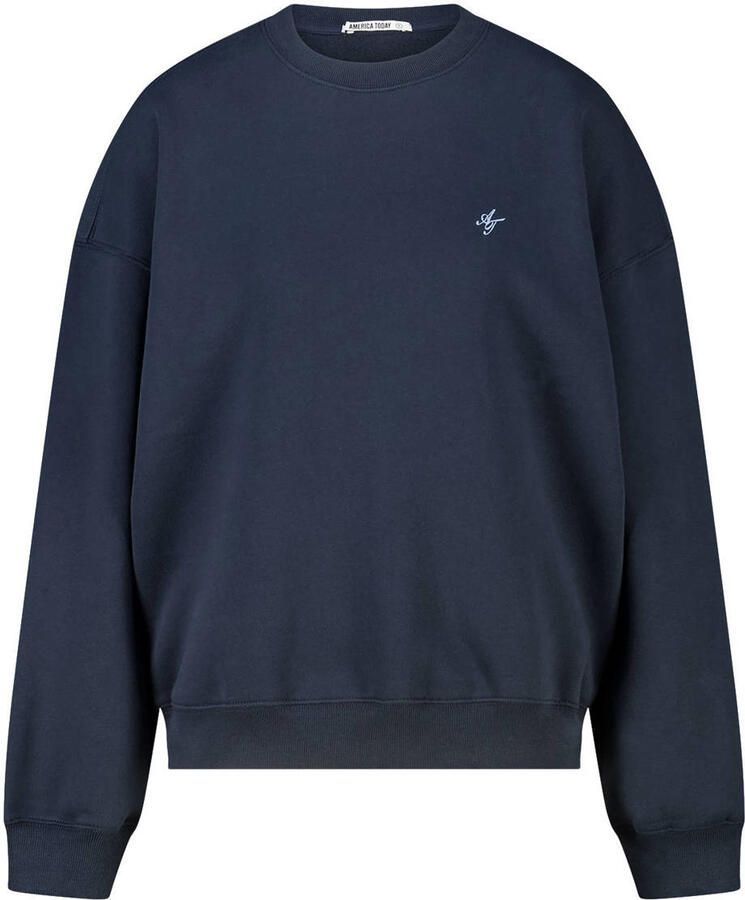 America Today sweater met backprint donkerblauw
