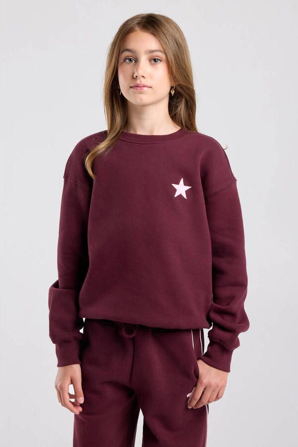 America Today sweater met backprint donkerrood