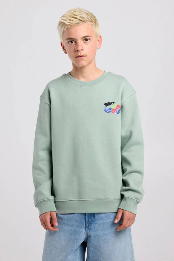America Today sweater met backprint lichtgroen